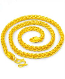 2 styles Heavy MENS 24K REAL SOLID GOLD FINISH THICK MIAMI CUBAN LINK NECKLACE CHAIN top quality necklaces jewelry6190600