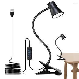 Table Lamps Clip Lamp Eye Protection Clamp Book With 3 Modes 10 Brightness USB Light For Desk Headboard