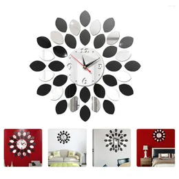 Wall Clocks Lemons Mirror Clock Digital For Office Silver Vintage Sticker Plastic Household