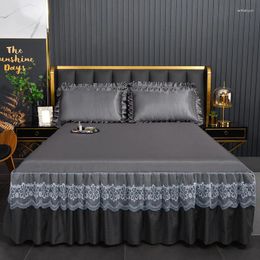 Bed Skirt Linen Bedspread Wrap Around Solid Microfiber Luxury El Quality Fabric Bedroom Gathered Lace Ruffled Bedding