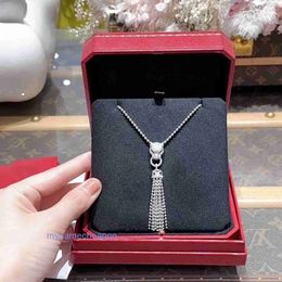 Designer Caretre nacklace simple set pendant S925 Sterling Silver High end Leopard Head Tassel Bead Necklace with Small Design Plating 18K Gold