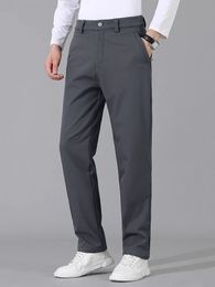Mens Winter Casual Pants Outdoor Thick Warm Fleece Lined Windproof Waterproof Straight Golf Trousers Plus Size 8XL 240428