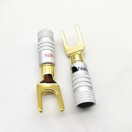 2024 Middle Fine Copper Gold-Plated Banana Head Banana Plug Horn Wire Y-Plug/U-Plug Speaker Cable Connector for Speaker Cable Connector