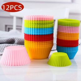Baking Moulds 12pcs Silicone Muffin Cup Reusable Non Stick Liners Cupcakes Mold Kitchen Tool