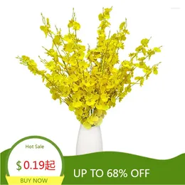 Decorative Flowers Simulated Dance Orchid Yellow Artificial Flower Silk Butterfly Bouquet Wedding