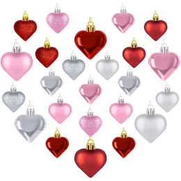 Party Favor 24pcs Valentine's Day Heart Ornaments Classic Shaped Hanging Baubles With 2 Sizes For Tree Wedding Decor Love Gift