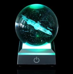 Novelty Items 60cm80cm K9 Crystal Solar System Planet Globe 3D Laser Engraved Sun Ball With Touch Switch LED Light Base Astronomy7736186