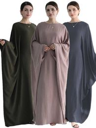 Ethnic Clothing Ramadan Eid Linen Batwing Butterfly Slve Abaya Dubai Luxury 2024 Muslim Jersey Hijabs Kaftan Dress For Women Ka Vestidos T240510