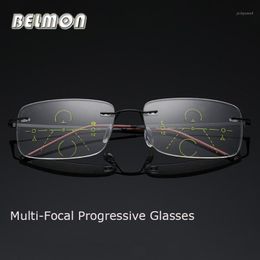 Sunglasses Belmon Multi-Focal Progressive Reading Glasses Men Women Rimless Presbyopic Male Diopter Eyeglasses 1 0 1 5 2 0 2 5 3 0 RS7 237V