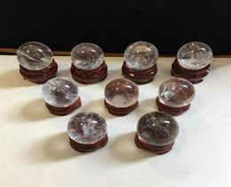 3538mm Natural Clear Quartz Sphere Crystal Ball crafts Gemstone Healing Reiki W Stand237g5433019