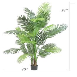 Decorative Flowers Artificial Green Silk Areca Tree In A Black Pot