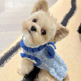 Dog Apparel Princess Knitting Sweater Pet Clothing Sweet Dogs Clothes Bowknot Fashion Warm Thermal Winter Small Yorkshire Cats Costume