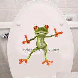 Wall Stickers 3D Funny Frog Toilet Sticker Fashion Modern Green Girls Vinyl Home Decor Drop Delivery Garden Dhrxf