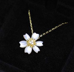 Top Famous Brands Pure 925 Sterling Silver Shell Flower Necklace For Women 18K Gold Color Fine Jewelry Europe Design Gift 20226491814