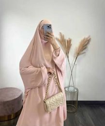 Ethnic Clothing Muslim Sets Two Pieces Prayer Clothing Long Hooded Jilbab Hijab Loose Maxi Skirts Elastic Waist Women Abaya Sets Robe Black T240510