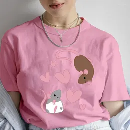 Women's T Shirts Rat Lovers Print Women Shirt Hipster Short Sleeves T-shirt Female Fashion Harajuku Streetwear Black Tops Clothing