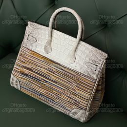 12A Top Quality Designer Luxury Handbags Specially Customized Niche Crocodile Skin And Sheep Skin Splicing Creative Design 25cm Women's Tote Bags With Delicate Box.