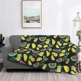 Blankets Fruity Pattern Blanket Super Soft With Hood Bedspread Food Throw Cute Fleece Couch Black Sofa Car Picnic