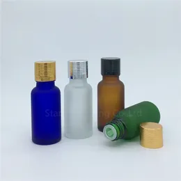 Storage Bottles Travel Bottle 20ml Green Blue Amber Transparent Frosted Glass Vials Essential Oil With Aluminium Cap 500pcs/lot