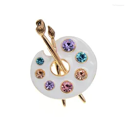 Brooches Enamel Dripping Rhinestone Drawing Plate Brooch Fashion Simple Jacket Pin Women's Geometric Painting Oil Corsage
