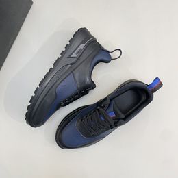 New Fashion Designer High quality Black blue splice casual shoes for men and women lace-up ventilate comfort Leather dirt-proof all-match Sports shoes DD0506P 38-44 33