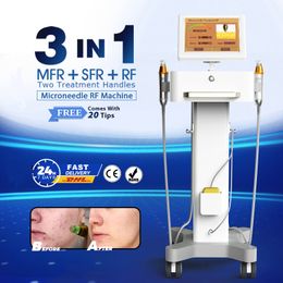Microneedle RF Machine Radio Frequency Micro Needling Face Lifting Skin Rejuvenation Scar Removal Device 2 Handles 2 Years Warranty Acne Scar Removal Anti Aging