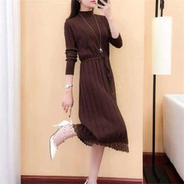 Work Dresses Women Sweaters Turtleneck Long-Sleeved Knitted Solid Patchwork Lady Loose Elegant Sweater Female Outwear