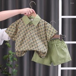 Clothing Sets Toddler Summer Clothes For Kids 2024 Fashion Printed Short Sleeve Shirts Shorts Two Piece Boys And Girls Boutique Set