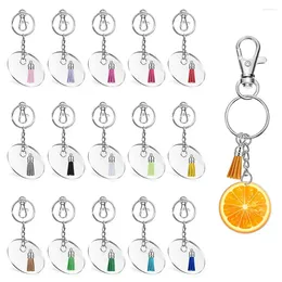 Keychains 24 Pieces Acrylic Transparent Circle Discs Diameter Round Keychain Tassel Pendant Keyring Set For DIY Projects Crafts