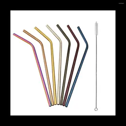 Wine Glasses 7Pcs 300mm Stainless Steel Straws Metal Colors Fits 40 Oz Tumbler Extra Long Reusable Ecofriendly Plus Cleaning Brush