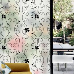 Window Stickers Frosted Opaque Glass Self-Adhesive Film Privacy Home Decor Black&white Wrought Iron Flower Decorative 60 500cm