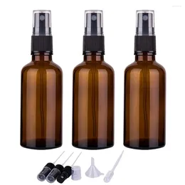 Storage Bottles 2pcs 5ml-100ml Amber Glass Perfume Bottle Sprayer Atomize Travel Refillable Essential Oil Containers