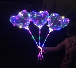 Party Decoration Heartshaped LED Large Size Bobo Balloon With 138 Inch Tow Bar Valentine039s Day String Lights Balloons Color2076027