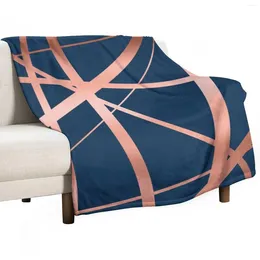 Blankets Navy Rose Gold Luxe Throw Blanket Camping Thermal Soft Plaid