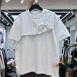 Men's T-Shirts Irregular Two-piece Stacked T shirt Men Women Best Quality Blank Solid Colour Tops H240508