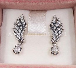 Dangling Angel Wing Stud Earrings Authentic 925 Sterling Silver Studs Fits European P Style Studs Jewelry Andy Jewel 298493C011624585