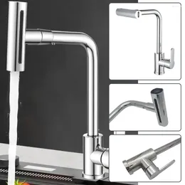 Kitchen Faucets 4 Modes Waterfall Faucet Rotation Stream Sprayer Cold Head Sink Tap Mixer Single Steel Water Brushed Hole Stainless Y1B0