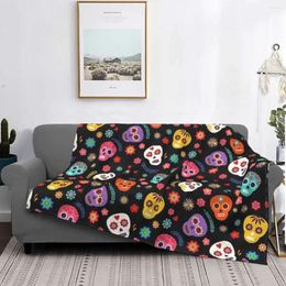 Blankets Day Of The Dead Black Flannel Throw Blanket Airplane Travel Decoration Soft Warm Bedspread For Home Rug Piece