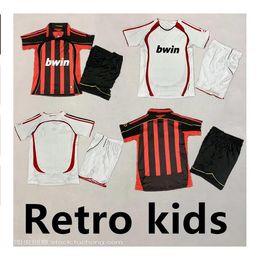 06/07 AC retro soccer jerseys kids football kits KAKA R. CARLOS camisa de futebol football shirt RIVALDO classic vintage Jersey 16-28