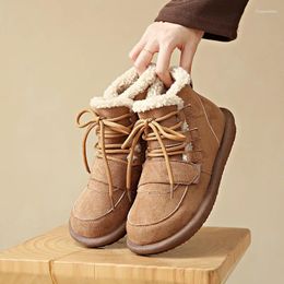 Casual Shoes Winter Warm Snow Boots Women Chunky Platform Plush Ankle For Woman Suede Cotton Padded Waterproof Slippers Loafers