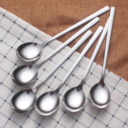 Spoons Stainless Steel Coffee Spoon 8 Pcs Oval Mouth With Handle Reusable Scoop For Kitchen Cafe Powder Making Stiring