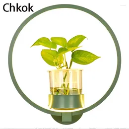 Wall Lamp Plant Flower Pot Creative Round Decoration LED Living Room Bedroom Wall-Mounted Hydroponic