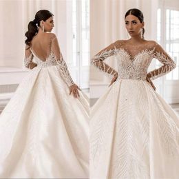 Romantic Sequins Tulle Ball Gown Wedding Dresses Vestido de Noiva Sexy Open Back Wedding Bridal Gowns Robe de Mariee 227P