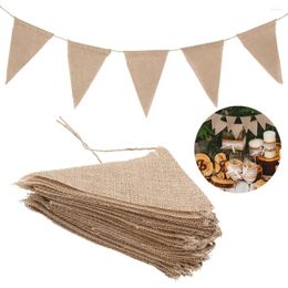 Party Decoration 10M Burlap Flags Banner Triangle Bunting Pennant Brown String Hanging Decor Supplies For Celebration