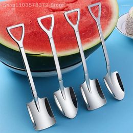 Spoons Stainless Steel Shovel Shaped Ice Cream Dessert Spoon Retro Iron Watermelon Scoop Creative Coffee Tea Tableware