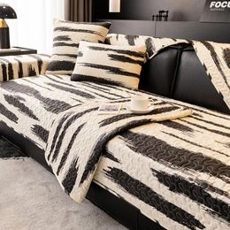 Chair Covers American Black White Striped Sofa Mat Four Seasons Luxury Sofas Towel Pillowcase Anti Slip Wear-resistant Pure Cotton Cover