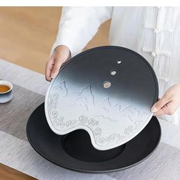 Tea Trays Tray Ceramic Household Set Water Storage Table Light Luxury Chinese Drainage Living Room Decorative