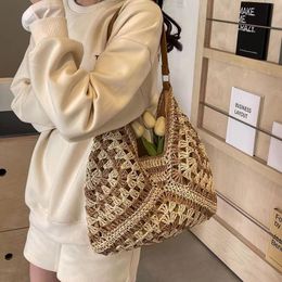 Luxury triangle handbags designer tote bag women Straw weave Raffias top handle beach bag shopper weekender clutch bags mens fashion Crossbody Shoulder bag Khaki