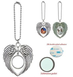 Sublimation Blanks Car Pendant Angel Wing DIY Party Favor Rearview Mirror Decoration Hanging Charm Ornaments Automobiles Interior 9994370