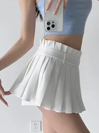 Skirts Zoki High Waist Korean Sexy Pleated Skirt Women Preppy Style Chic Design Mini Summer Casual With Shorts Dance